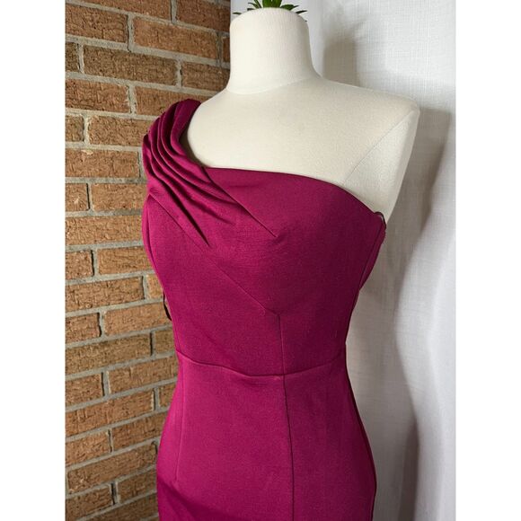 Elegant One Shoulder Red Dress - Picture 2 of 8
